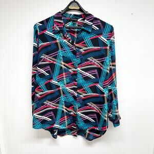 Lane Bryant Womens Abstract Multicolor Retro Blouse Size 18/20